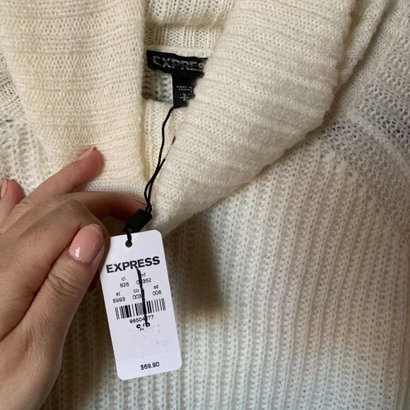 NWT S Cream turtleneck tunic sweater - Picture 2 of 3